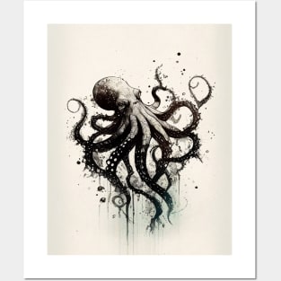 Octopus Ink Drawing Posters and Art